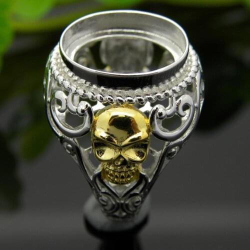 13*15mm 925 STERLING SILVER Semi Mount Bases Blanks base blank Pad SKULL rings ring Setting jewelry findings men DIY A4815