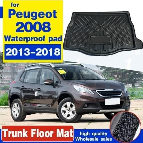 Fit For Peugeot 2008 2013-2018 Rear Trunk Cargo Mat Boot Liner Tray Floor Carpet Mud Kick Protector Pad 2014 2015 2016
