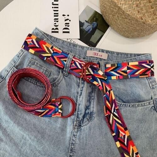 Fashion 1pcs D Shaped Double Ring Buckle Waistband Canvas All-match Waist Straps Women Canvas Belt