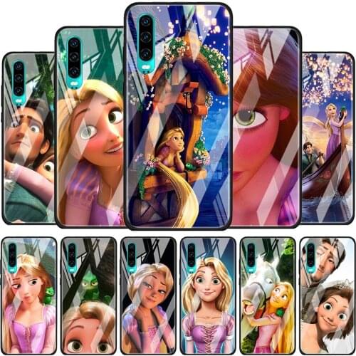 Rapunzel Disney Movie for Huawei P40 P30 Pro Plus P20 P10 Lite P Smart Z 2021 2020 2019 Luxury Tempered Glass Phone Case