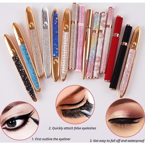 Self-adhesive 2In1 Magic Eyeliner Eyelash Glue Pen Eyelashes Liquid Magnetic-Free Lashglue Waterproof Eye Liner Pencil Makeup