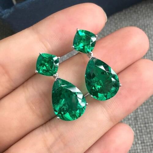Huitan Fashion Female Green Cubic Zirconia Drop Earrings Elegant Accessories Luxury Women Earrings for Party New Trendy Jewelry
