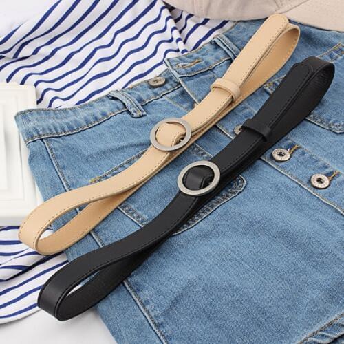 Chic Womens Crocodile Buckle Belts Slim Thin Waist Strap Leather Belt Waistband