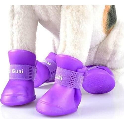 Pet Dog Rain Shoes Dog Booties Rubber Portable Anti Slip Waterproof Dog Cat Rain Shoes Autumn and Winter S/M/L 4Pcs/set