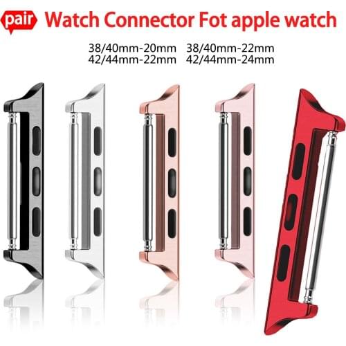 Pair Watch Connector for Apple Watch 6 44mm 40mm Band 22mm 24mm for Iwatch 5 4 3 38mm 42mm Stainless Steel Connector Adapter