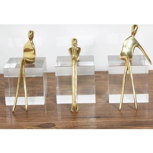 Modern Luxury Art Crystal Copper Abstract Sculpture Ornaments Living Room Home Decoration Home Accessories