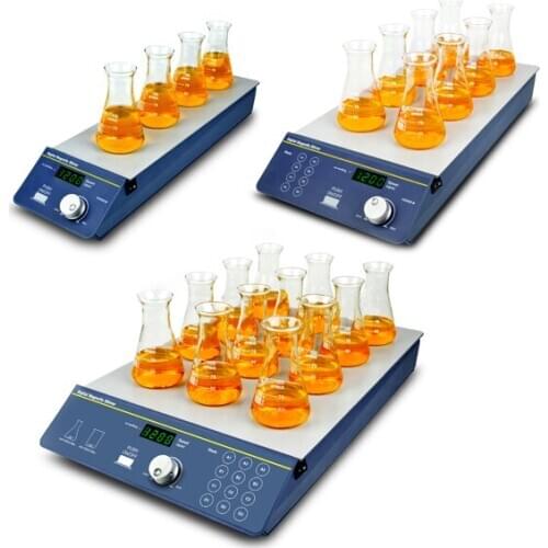SP-100 Lab Digital 4/8/12 Multi-positions Magnetic Stirrer 1200rpm for Max 400ml*12 flasks
