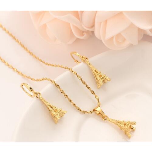 Amazing african Tower jewelry set chain women Nigerian wedding gold sweater chain necklace earring Indian jewelry sets gifts