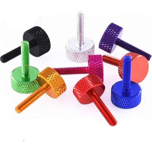 3pcs M3.5 aluminum alloy adjust handle screws big flat head pineapple grain hand screw PC computer case bolt bright black color