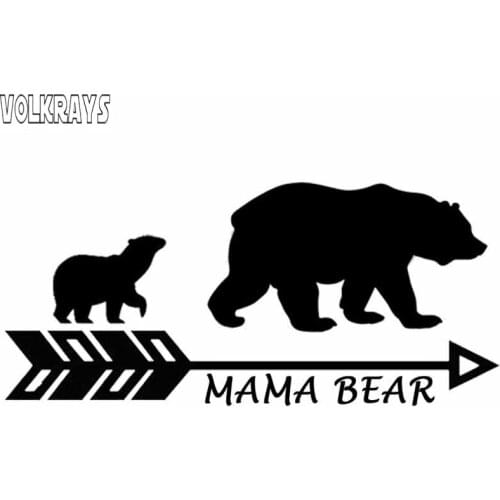 Volkrays Personality Motorcycle Car Sticker Mama Bear Vinyl Mother Bear and Baby Bear Decal Accessories Black Silver,17cm*8cm