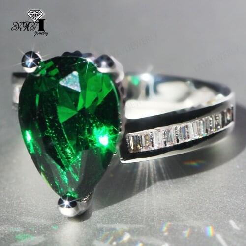 YaYI Jewelry Fashion Princess Cut Prong Setting Green AAA+ Cubic Zirconia Silver Color Engagement Wedding Precious Gift Rings
