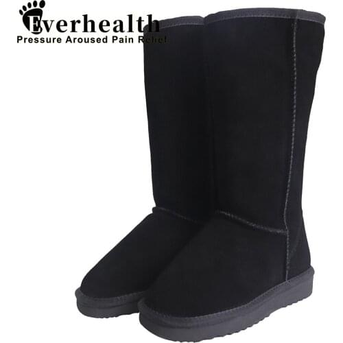 Everhealth Genuine Leather Fur Snow Boots Women High Quality Australia Boot Winter Boots For Women Warm Girls Shoes Black