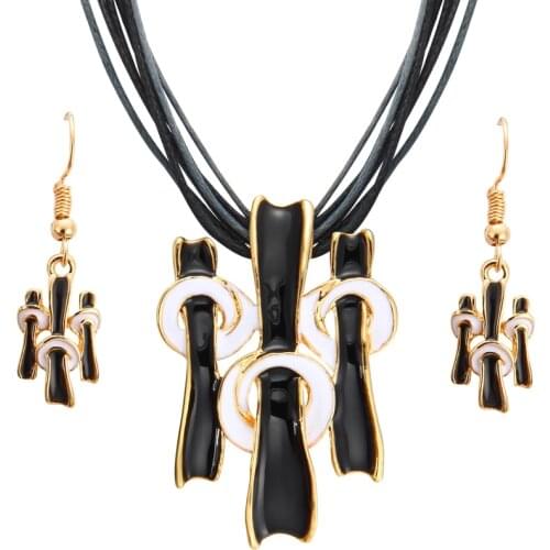 ZOSHI Women Jewelry Set Gold Fashion Necklace Earring Black Multilayer Rope Chain Costume Woman Wedding Accessories