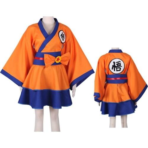 2021 Anime Adult Women Cosplay Costume XXXL Plus Size Halloween Son Goku Kakarotto Female Lolita Kimono Dress Party Costumes