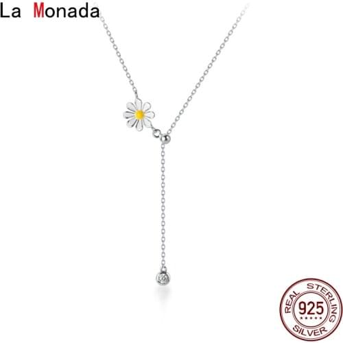 La Monada Silver Chain Necklace For Women Daisy Pendant Fashion Minimalist Silver 925 Jewelry On The Neck Womens Necklaces