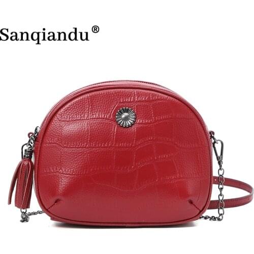 100% Genuine Leather Women Chain Bags Mini Bags Shoulder Crossbody Bag Korean Style Girls Tassel Messenger Bag Phone Purse gray