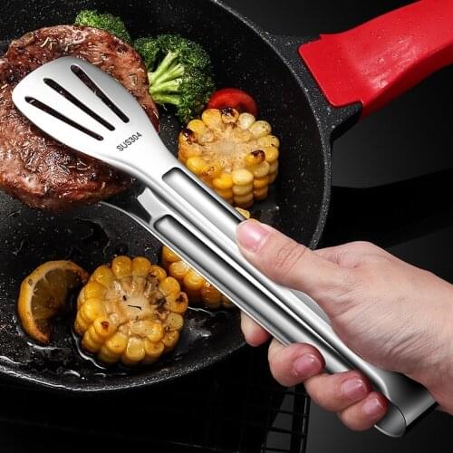 304 Food Tongs Steak Tongs Stainless Steel Barbecue Tongs Bread Tongs Food Tongs Barbecue Tongs Kitchen Household Thickening