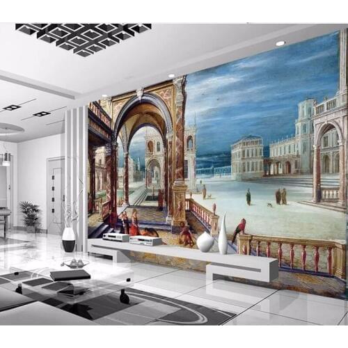 8d European architecture Wall paper Mural 3D Palace Castle Wallpaper sticker paper For Living room background Wall Murals Decor