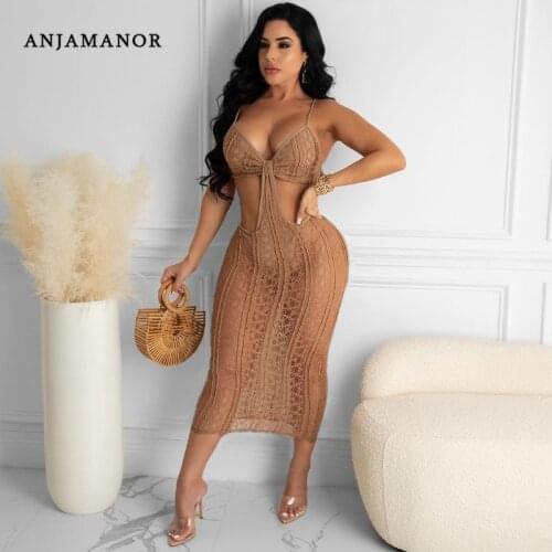 ANJAMANOR Solid Summer Dresses