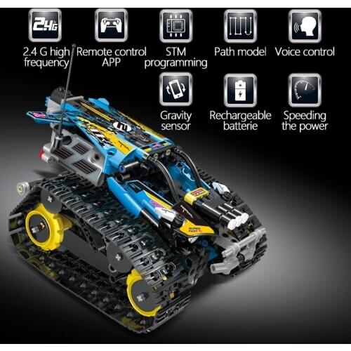 Remote Control Car Speed Champion APP RC Tracked Technic Stunt Vehicle Model Building Blocks Bricks Children Toys Bb50