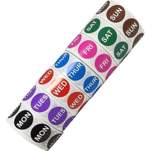 Day Of The Week Date Color Coded Dot Round Sticker Stickers Labels For School Scrapbooks Supplies Cute Teacher Sticker V4N0