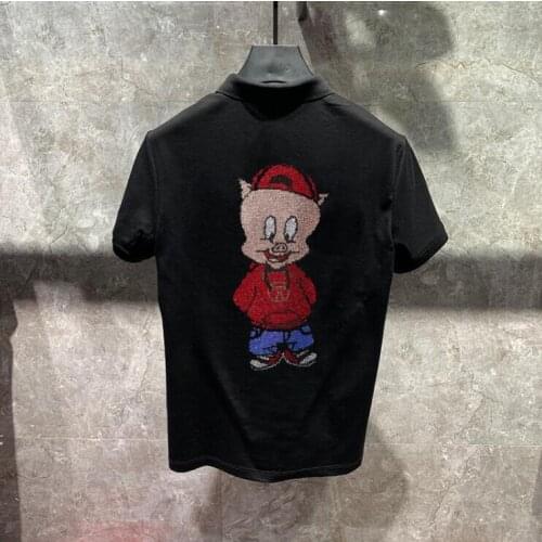 Breathable Hot drill Men Rhinestones Plus Size 4XL 2020 Men Polo Shirt New Short Sleeve Tee Shirt