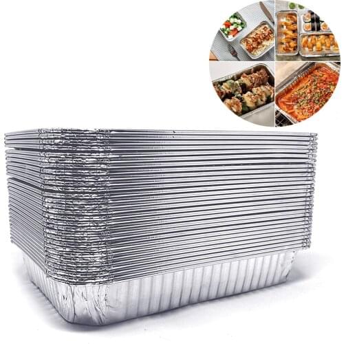 50Pcs Drip Pans, Disposable Aluminum Grill Tray Grease Catch Pans Liner Foil for Weber Grill Spirit Gas Grills,Q Grills