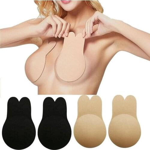 Kawaii Rabbit Bra Pads Women Push Up Bras For Self Adhesive Silicone Strapless Invisible Bra Reusable Sticky Breast Lift Up Tap