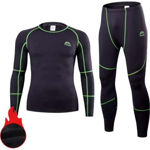 Outdoor Sports Fitness Underwear Set Winter Fleece Mens Cycling Base Layers Men Thermal Warm Long Johns Running Top Pants Suits