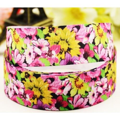22mm 25mm 38mm 75mm Flower Cartoon printed Grosgrain Ribbon party decoration 10 Yards X-03404