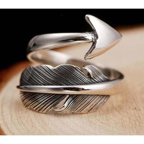 LIVVY Silver Color Creative Feather Arrow Ring European Fashion Style For Women Trendy Vintage Jewelry Gifts