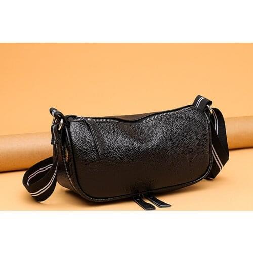 New Cute Solid Color Small Cowhide Shoulder Bags For Women 2021 Summer fashion Simple Handbags and Purses Female Travel Totes