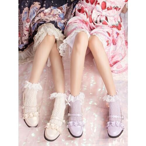 Sweet Party Early Autumn Cotton Lace Lace Socks Bow Beaded Girl Student Socks