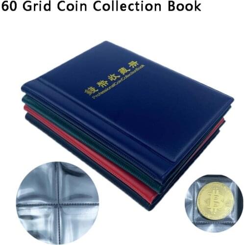 60 Grid Coin Storage Book Mini Coin Collection Book Coins Less Than 40mm In Diameter PU Collection Book Coin Album Bitcoin Book