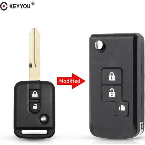 KEYYOU Modified Remote For Nissan Qashqai Micra Navara 350Z Pathfinder Sunny Auto Key Cover Case Fob 2/3 Button Car Key Shell