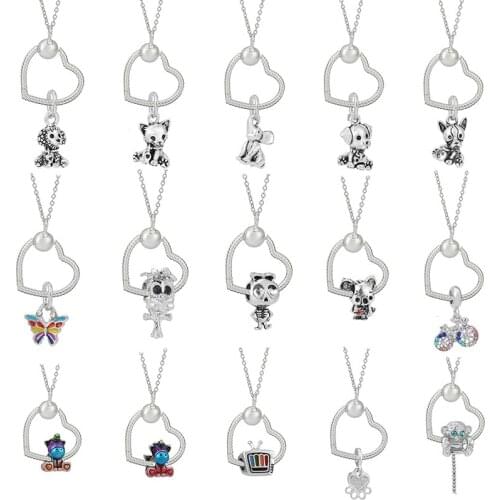Fashion Minimalist Heart Shaped Pendant Necklace Silver Color Cute Owl Dog Charm Necklace For Women Jewelry Gift Special Offer
