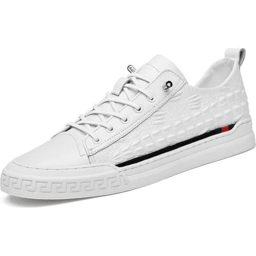 Mens Shoes Skateboarding Shoes Leather Strappy Round-toe Low-top Genuine Leather Hard-Wearing Fashion Casual Shoes