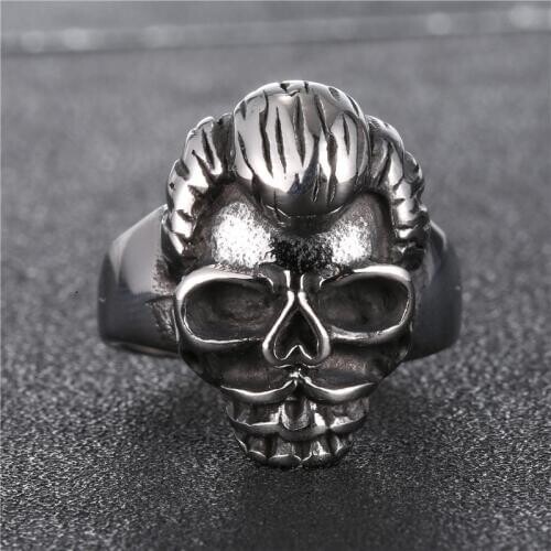 Johnny Hallyday vintage rock punk skull rings for men woman jewelry 316 stainless steel Hip Hop Cool Unique males Finger ring