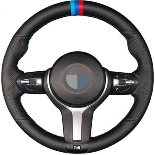 Soft Black Genuine Leather Suede Car Steering Wheel Cover For BMW M Sport F30 F31 F34 F10 F11 F07 F45 F46 F22 F23 M235i M2
