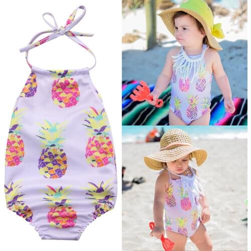 New Cute Kids Baby Girl Fruit Clothing Multi-pineapple Sling Swimsuit Swimwear Romper Bikini Bathing Beachwear Outfits