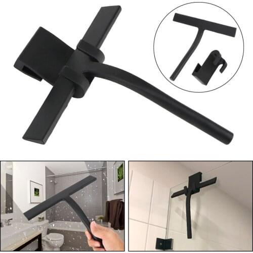 Window Glass Wiper for Bathroom Kitchen Car Glass with Silicone Blade & Holder Hook Shower Squeegee Cleaner Scraper
