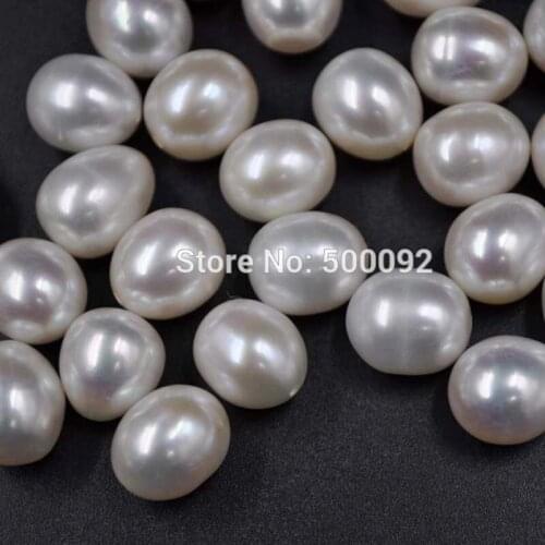 Wholesale 9.5-10mm white drop freshwater pearl half hole beads