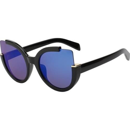 Mirror Shades Half Frame Cateye White Cat 3 UV400 Eye Sunglasses Women