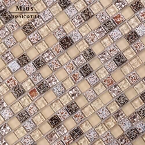 Hot sale resin mosaic mix glass tile for wall decoration