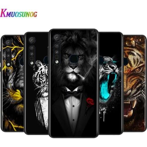 Tiger lion beast For Motorola G9 G8 G Stylus Power One Fusion Hyper Edge E7 E6 5G Plus Play Lite Black Silicone Soft Phone Case