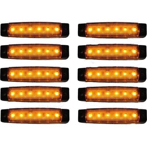 TOP 10 Pcs 12V 6 LED Orange Side Marker Indicators Lights Truck Trailer Lamp