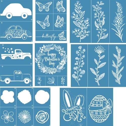 8.5 X 11" Floral Easter Self- Adhesivas Silk Screen Stencils Mesh Transfers Reusable for Home Decoration T-Shirt Art Photo Craft