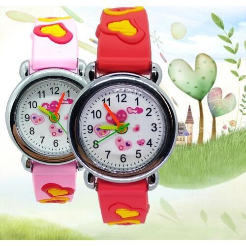 Good quality Red heart children Watch love-heart Silicone kids watches for boy girl Christmas gift students clock Reloj infantil