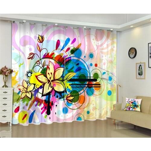 Color windmill Blackout 3D Window Curtains For Living Room Children Room Bedroom Drapes cortinas Customized size pillowcase