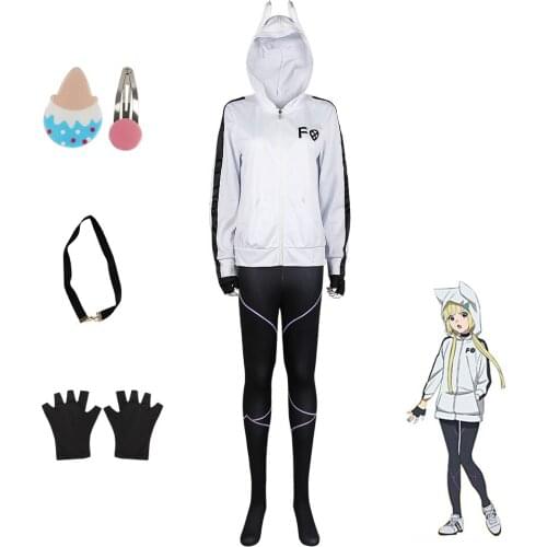 Anime Kemono Jihen Kon Cosplay Costume Halloween Adult Women Hooded Jacket Uniform White Coat Legging Gloves Sets Wig C115M183